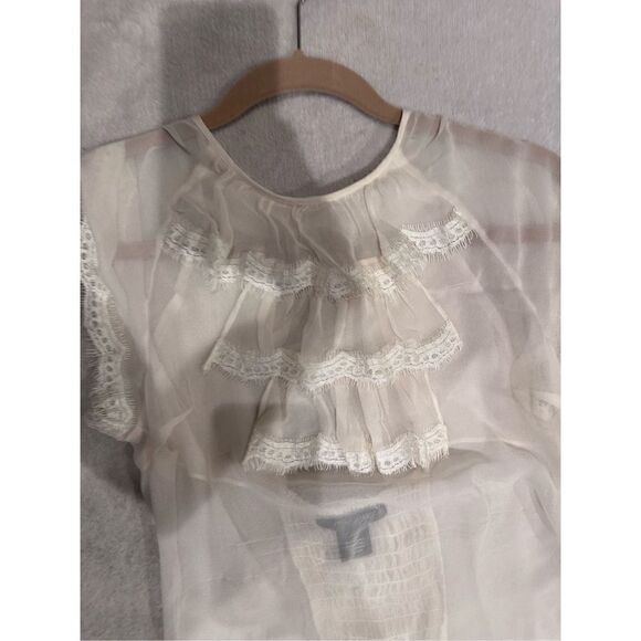 Arden B cream sheer women’s top blouse size S - Picture 3 of 5